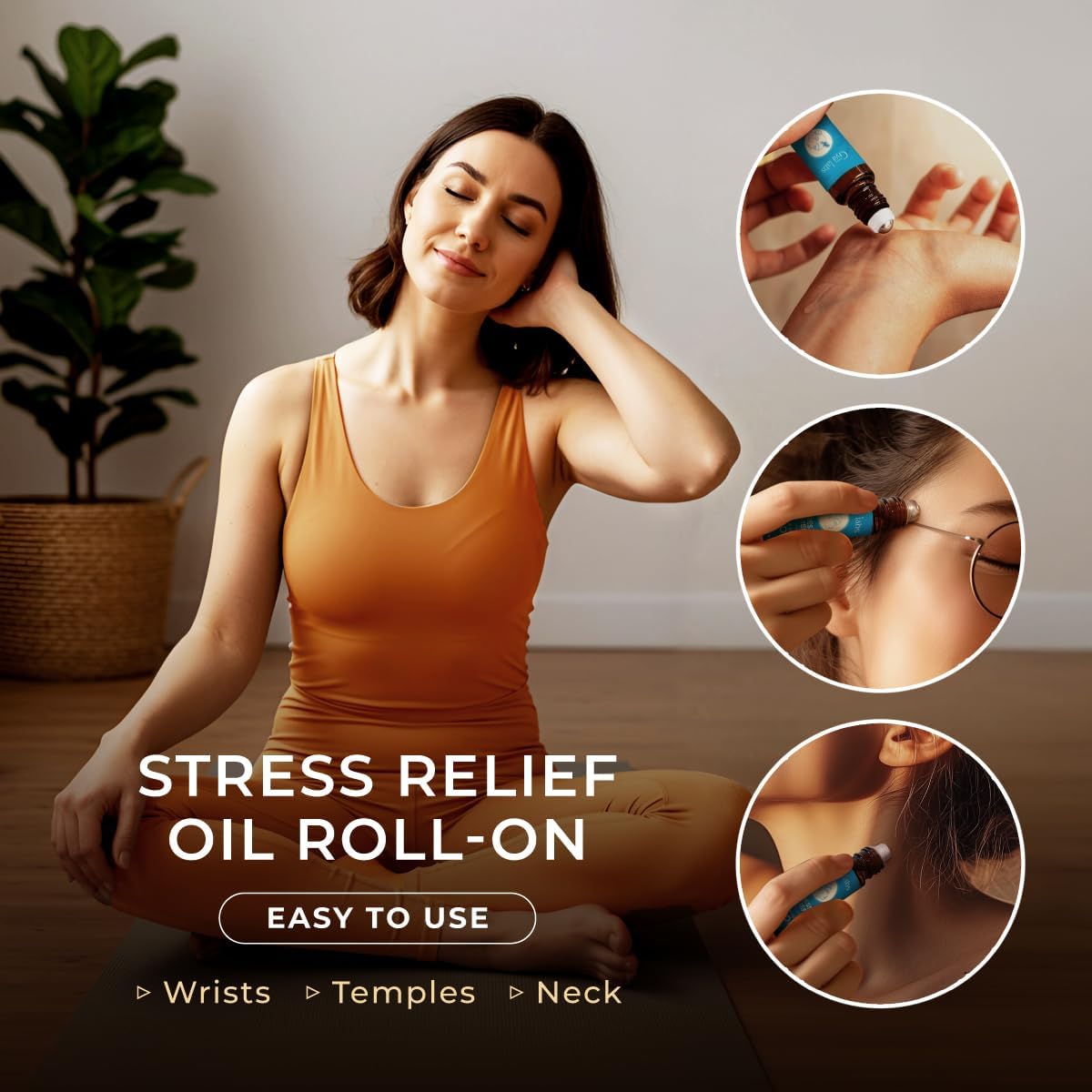 Classic & Stress Relief Roll on Essential Oils Set for Skin - Aromatherapy Grade Essential Oils Set - 5x0.34 Fl Oz - Gya Labs