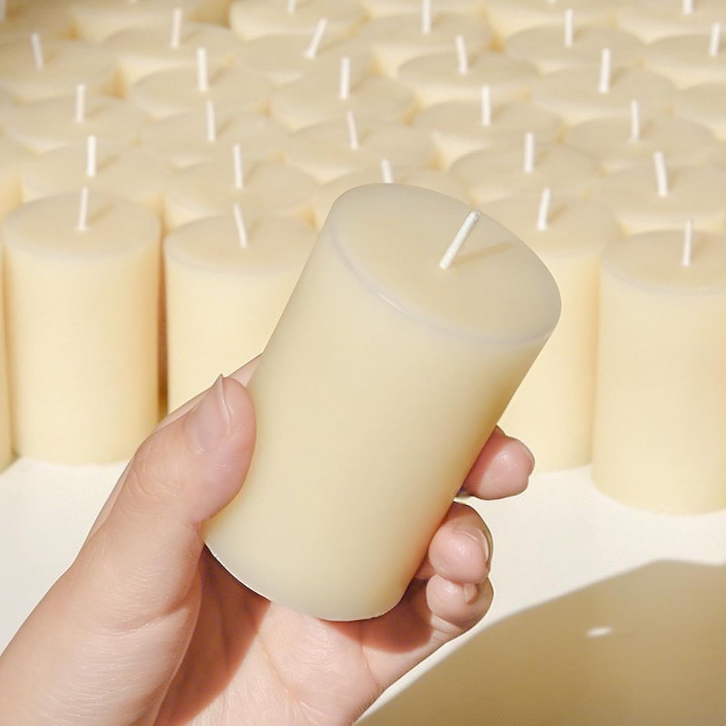 DEYBBY 4 Pack Cream White Beeswax Pillar Candles Set, 2 x 3 inch Pure Organic Beeswax Candle with Natural Scent for Home Wedding Decoration Blackout Emergency Bath Relaxation