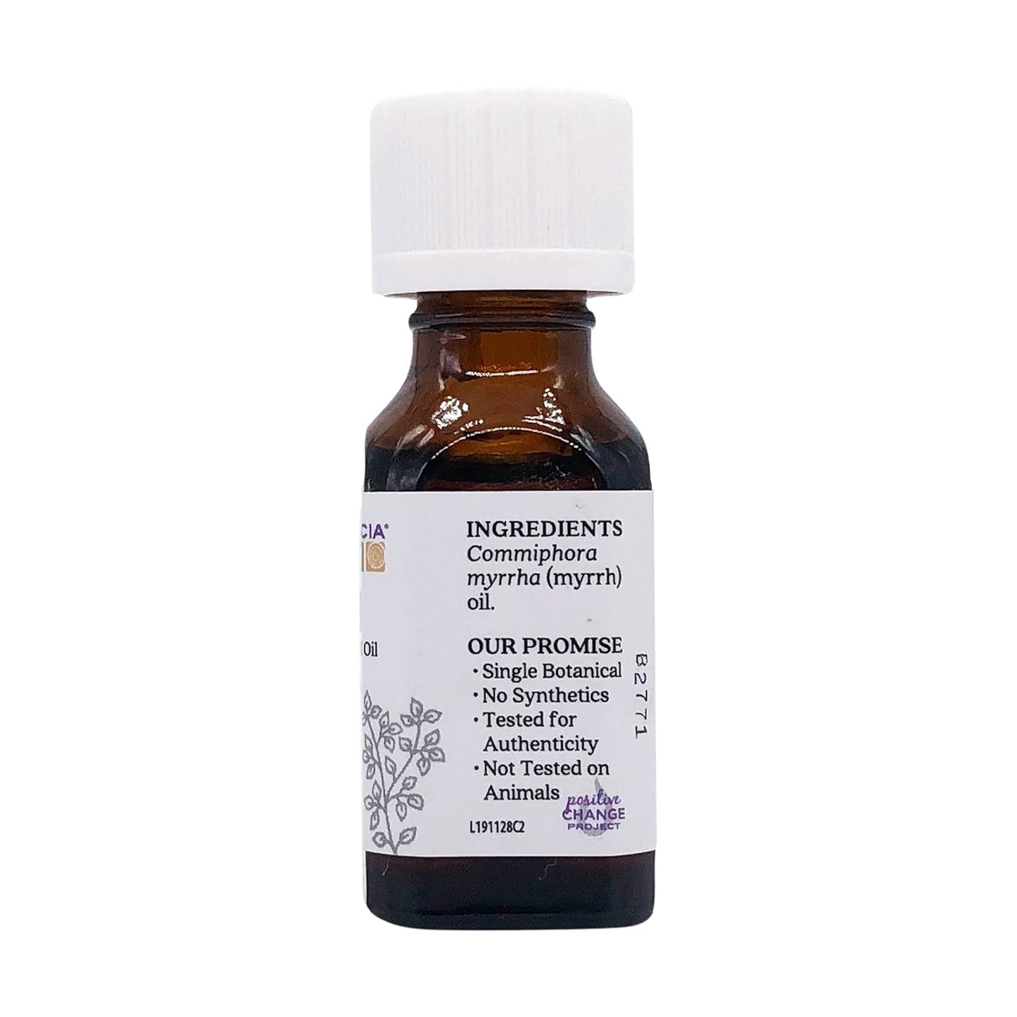 Aura Cacia 100% Pure Myrrh Essential Oil, 0.5 fl. oz, Balsamic, Warm Spicy Aroma, Centering & Meditative Restoring Myrrh Oil