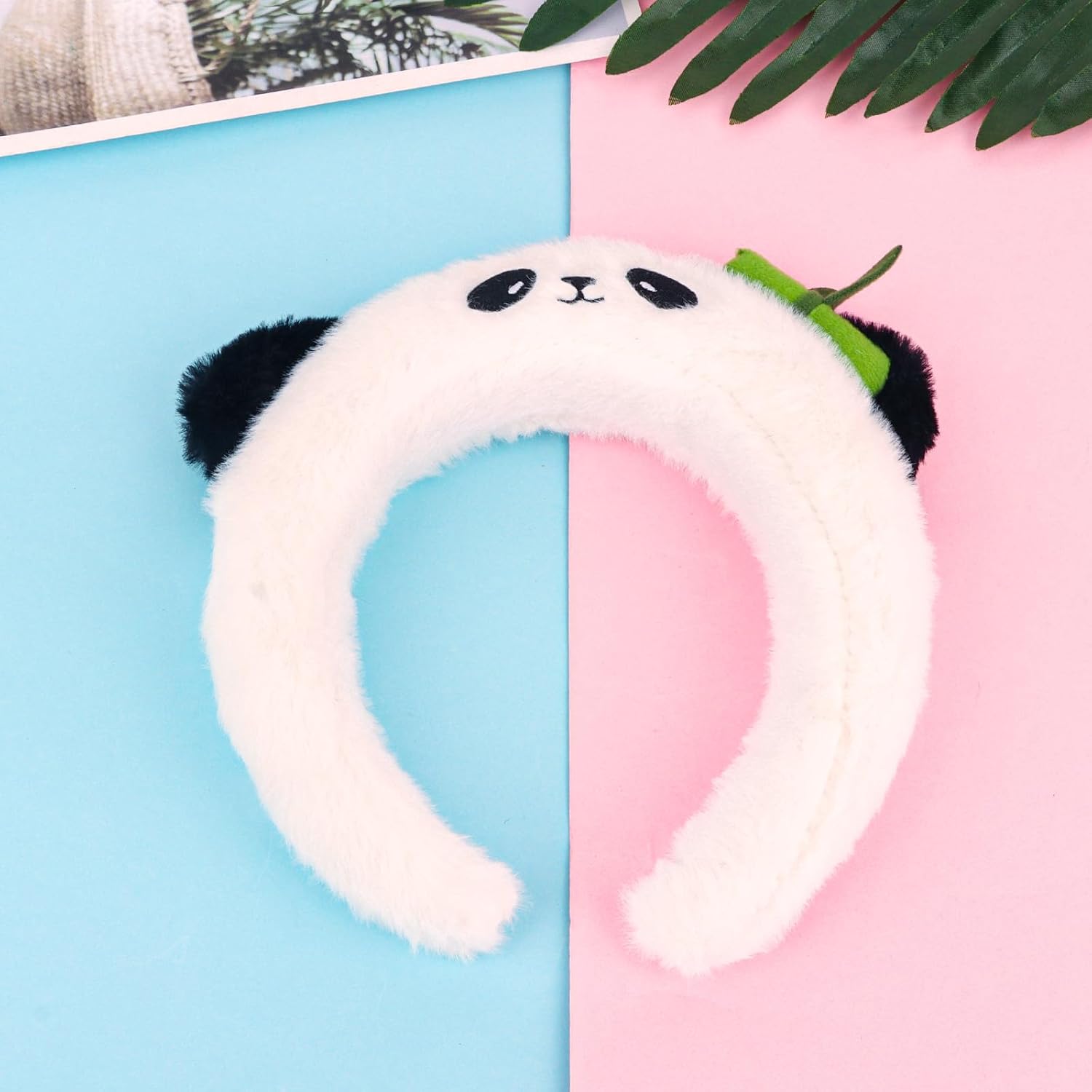 CURASA Cute Panda Headbands for Women & Girls - Kawaii Animal Hairbands for Kids & Adults - White Plush Spa Headbands for Face Washing & Skincare