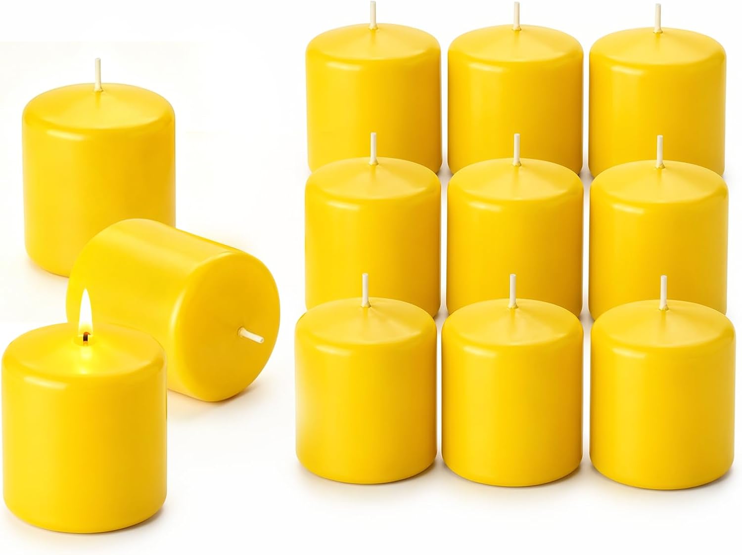 12 Pack Yellow Citronella Pillar Candles Outdoor & Intdoor,Lemongrass Scented Pillar Candles,Smokeless Dripless Citronella Candle Set for Patio Home Garden Weddings Pool Party in Summer