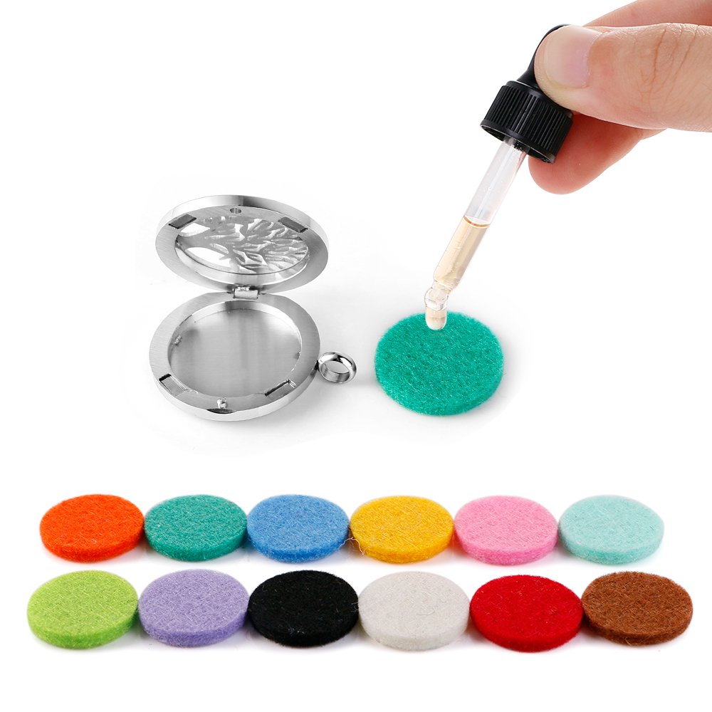 Maromalife 48PCS 22mm Replacement Refill Pads for 30mm Essential Oil Diffuser Necklace, Felt Pads for Aromatherapy Necklace Pendant Diffuser Bracelet Car Diffuser Vent Clip with 12 Colors, 0.87 Inch
