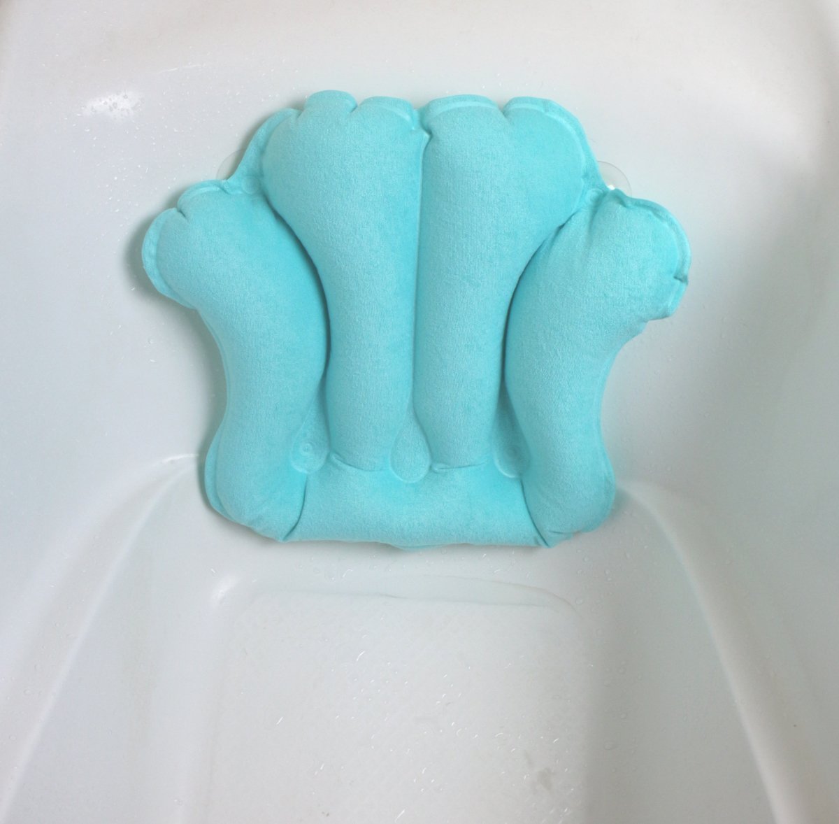 ObboMed® HB-1200N Luxury Inflatable Terry Cloth Shell Spa Neck Support Bath Pillow with 4 Suction Cups for Bathtub, Hot tub, Jacuzzi, Whirlpool, Home Spa tub – Color : Tiffany Blue
