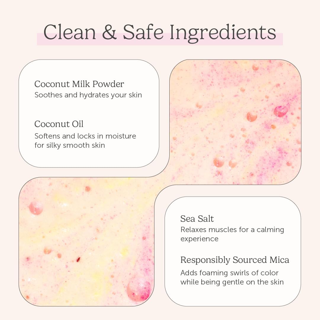 Coconut Milk Bath Soak, Salt Bath, Adult Bubble Bath, Natural Detox Foaming Body Soak, Foot Soak, Vegan Body Skin Care, 9 oz. (Fruit Smoothie)