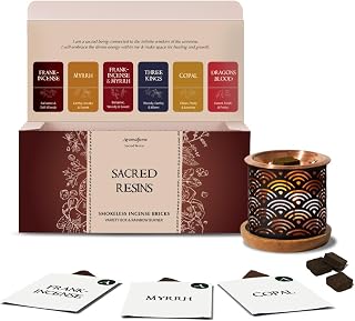 Incense Bricks Gift Set by Aromafume | 12 Bricks & Rainbow Burner | 6 Unique scents | Ideal for Aromatherapy, Meditation, Yoga | Clean, Non-Toxic Smokeless Incense