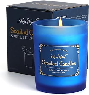Sage & Lemongrass Scented Soy Candles for Home Spa Aromatherapy Candles with Natural Essential Oils | Long-Lasting Outdoor/Indoor Use, Calm Relaxation Gifts– 6OZ