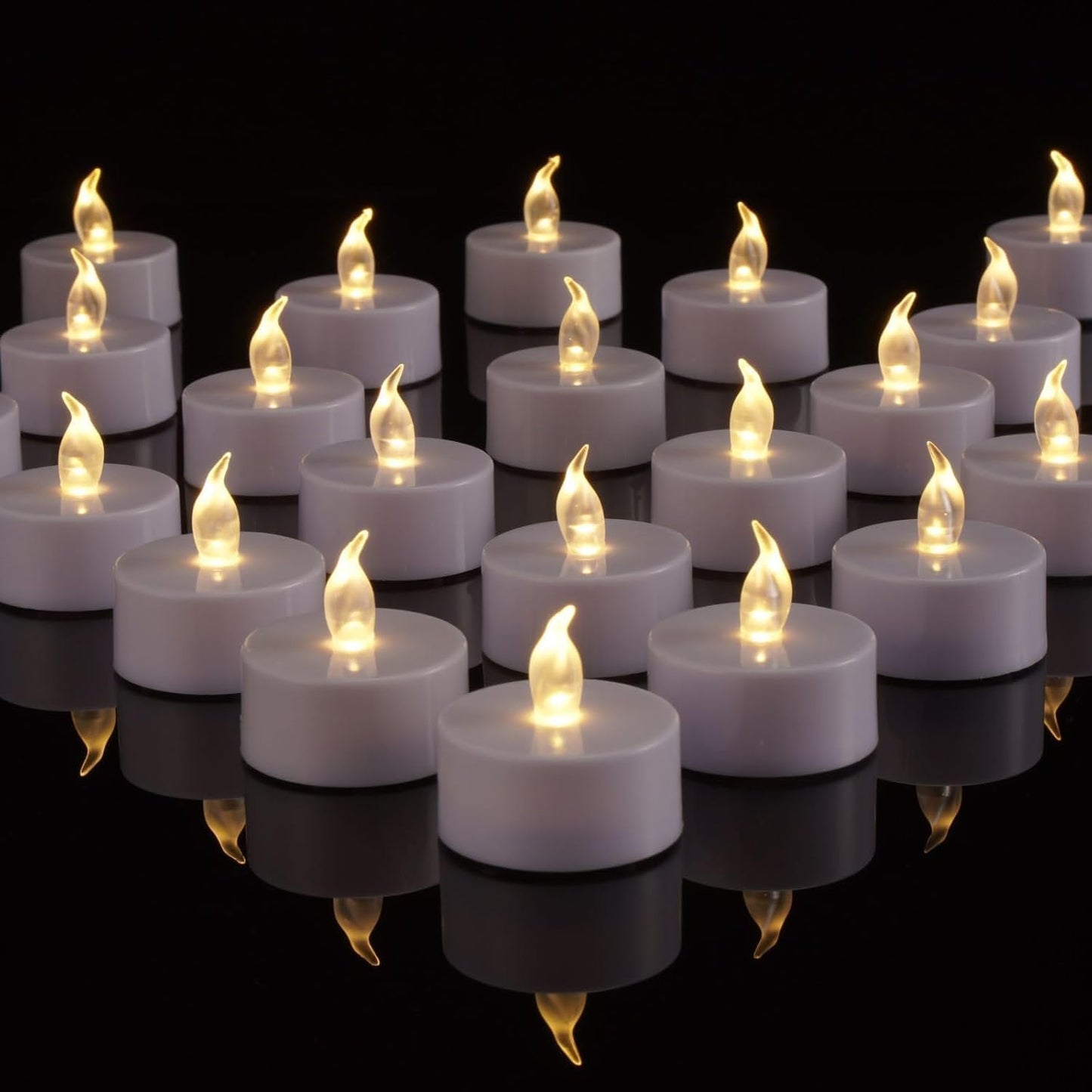 PUNPUBA LED Tea Lights Candles- 50Pack Flameless Candles Realistic and Bright Flickering Long Lasting 200Hours for Holiday Celebration,Party, Home Decoration WarmWhite,Battery Operated