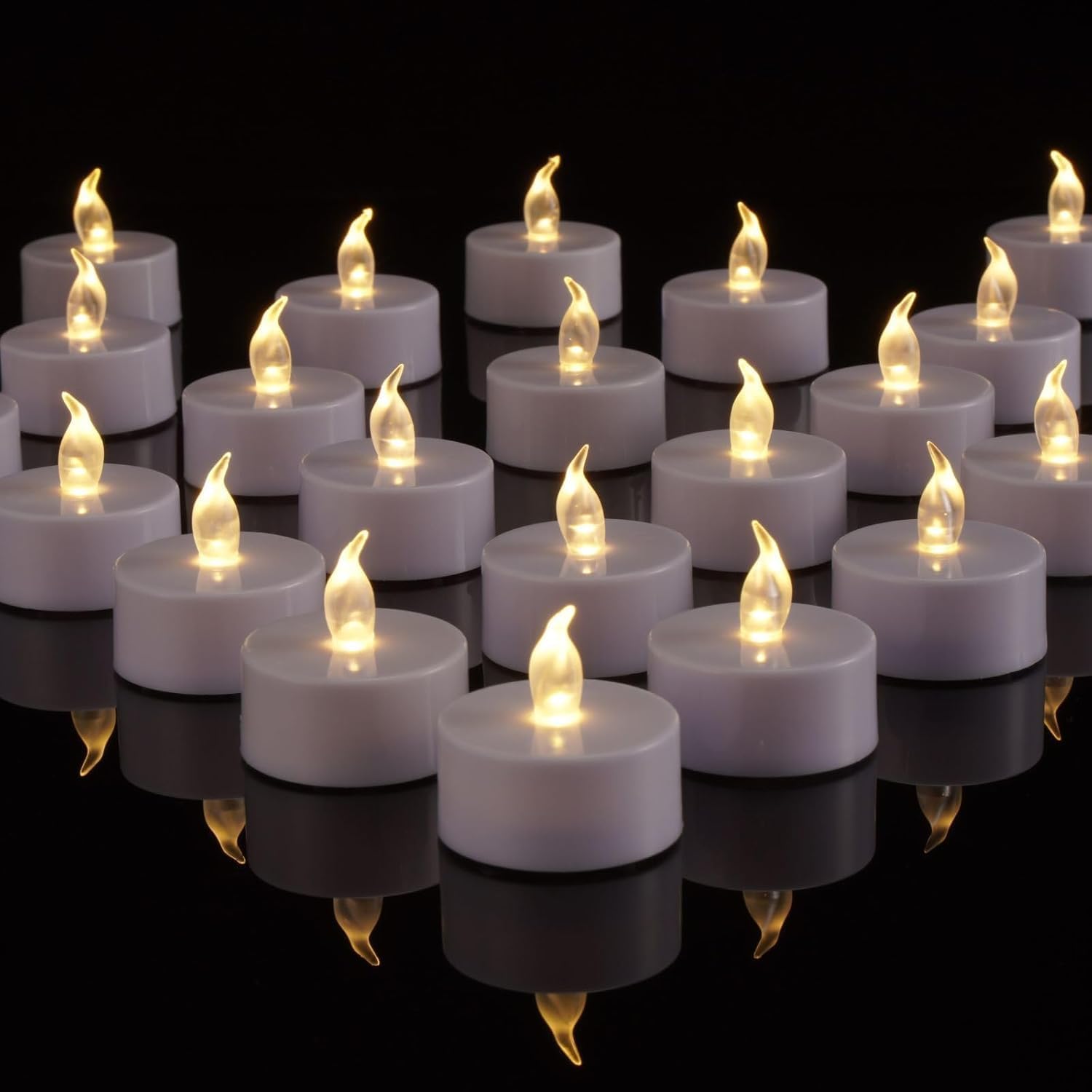PUNPUBA LED Tea Lights Candles- 50Pack Flameless Candles Realistic and Bright Flickering Long Lasting 200Hours for Holiday Celebration,Party, Home Decoration WarmWhite,Battery Operated