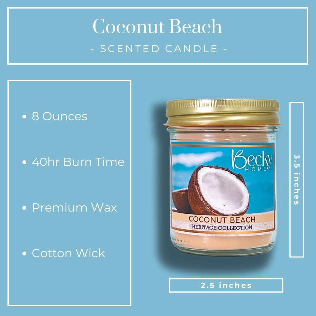 8oz Coconut Scented Candles for Home, 45 Hrs Soy Wax Candle, Aromatherapy Candle Gifts for Men and Women