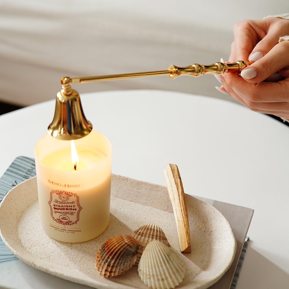 Luxury Candle Snuffer Accessory - Brass Design - Safely Extinguish Candle Flames - Home Decor and Gift for Candle Lover (Gold)