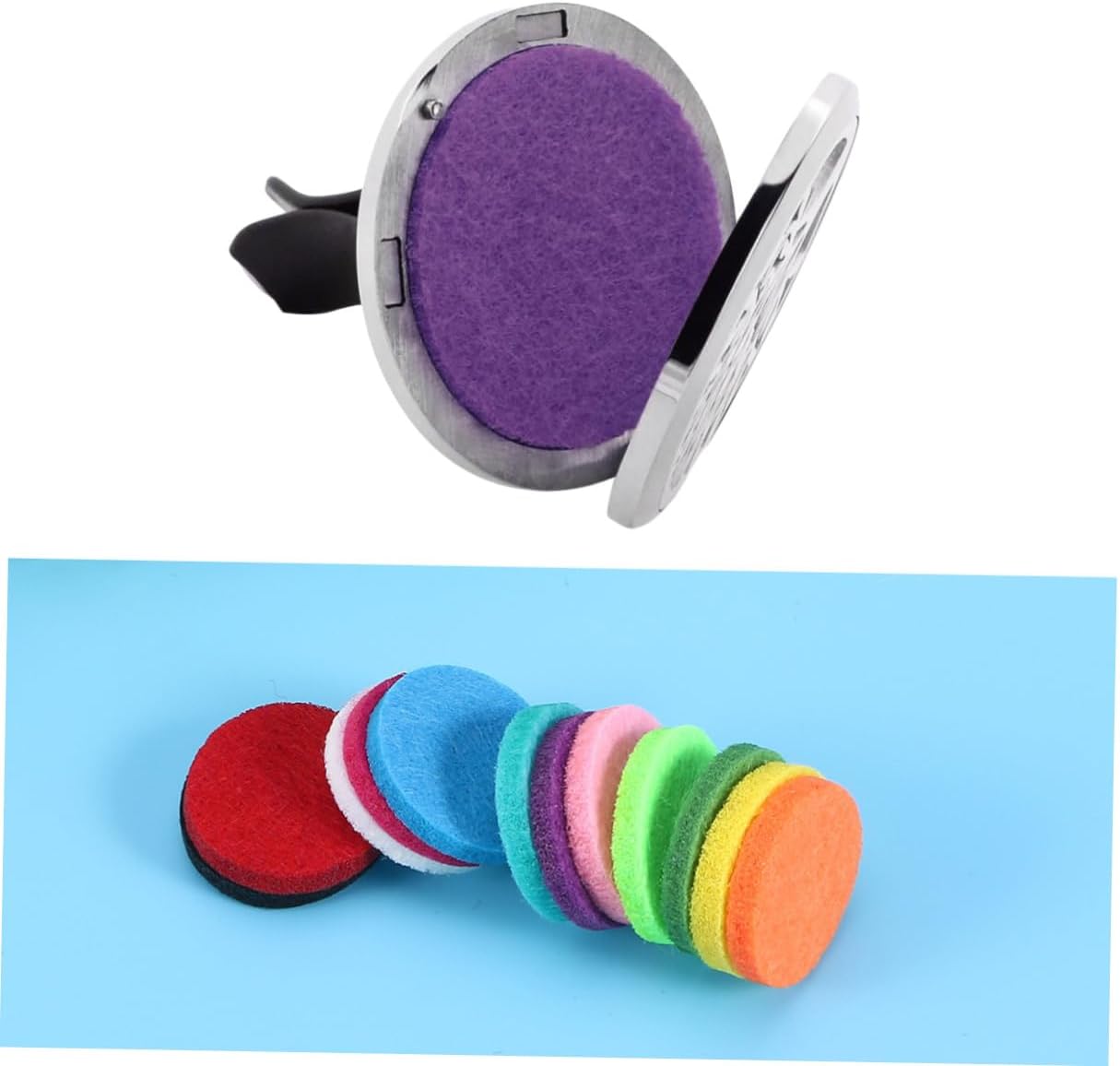 GARVALON 12Pcs Aromatherapy Essential Oil Diffuser Locket Refill Pads Multi-Color Cotton Inserts for Car Diffuser and Pendant Necklace Compatible Essential Oil