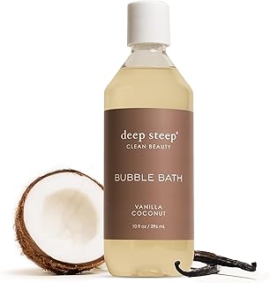 Deep Steep Bubble Bath, Vanilla Coconut, 10 oz – Soothing Soak with Shea Butter, Argan Oil, Aloe Vera & Coconut Oil – Vegan, Sulfate-Free, PH-Balanced Clean Beauty