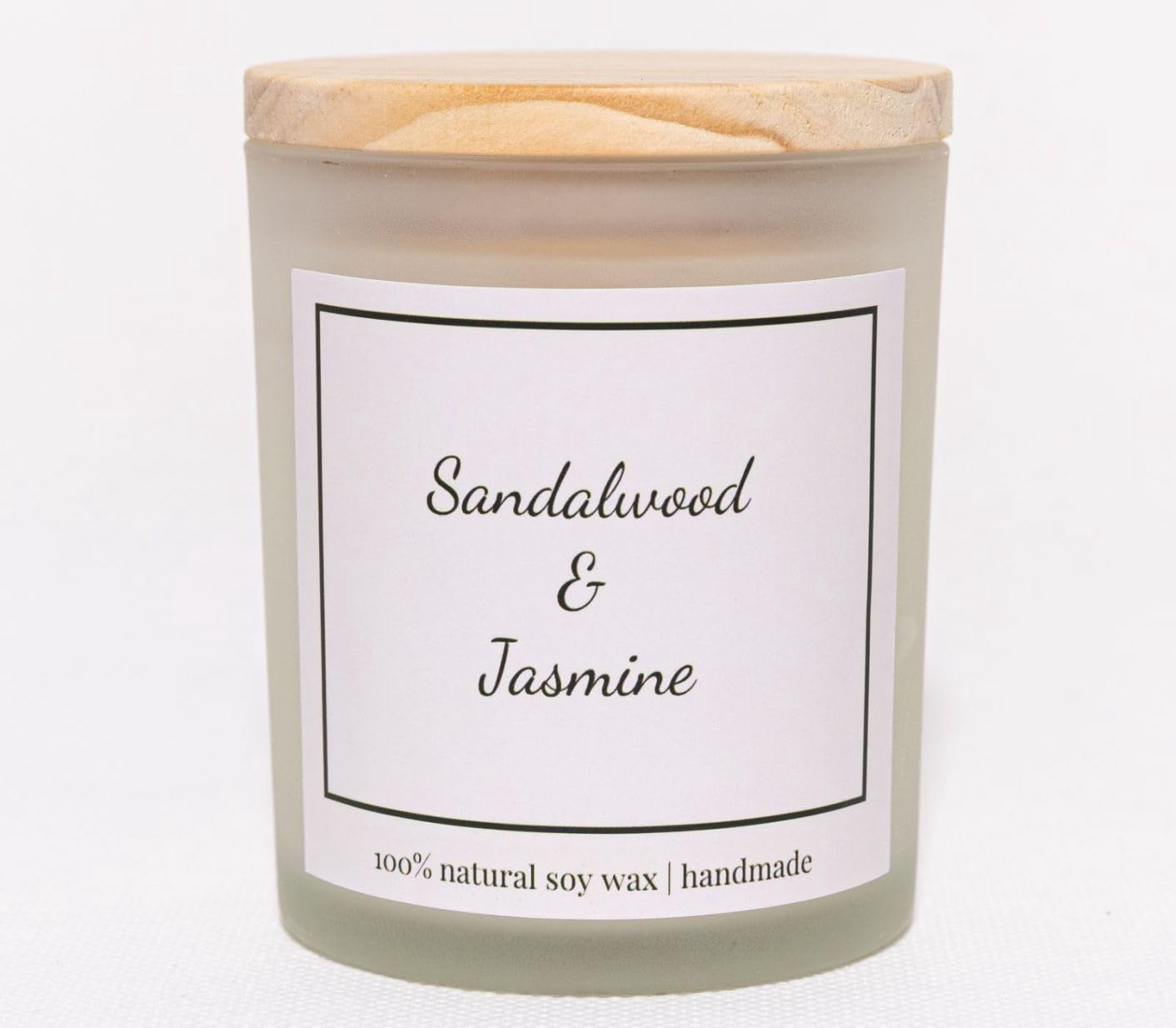 Natural Sandalwood & Jasmine Candle, Luxury Scented Soy Jar Candle, Home Fragrance Gifts, Aromatherapy Gifts, Natural Soy Wax & Natural Essential Oils