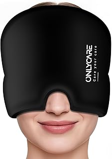 ONLYCARE Migraine Relief Cap, Upgraded Headache Relief Cap with Odorless Reusable Gel Head Wrap, Soothing Face Ice Pack Mask Products with Hot & Cold Therapy for Tension, Stress, Hangover & Puffy Eyes