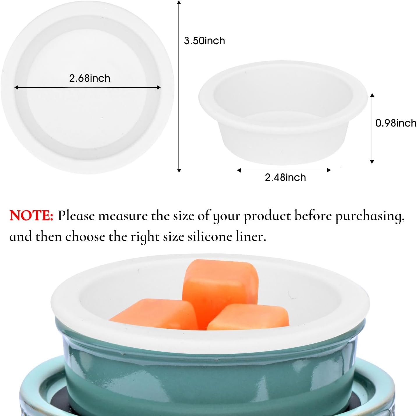 ASAWASA 2 Pcs Silicone Liners for Wax Warmer,No Mess, No Scrape, Long Lasting and Reusable, 2.48 in in Bottom Diameter (medium size 2pcs)