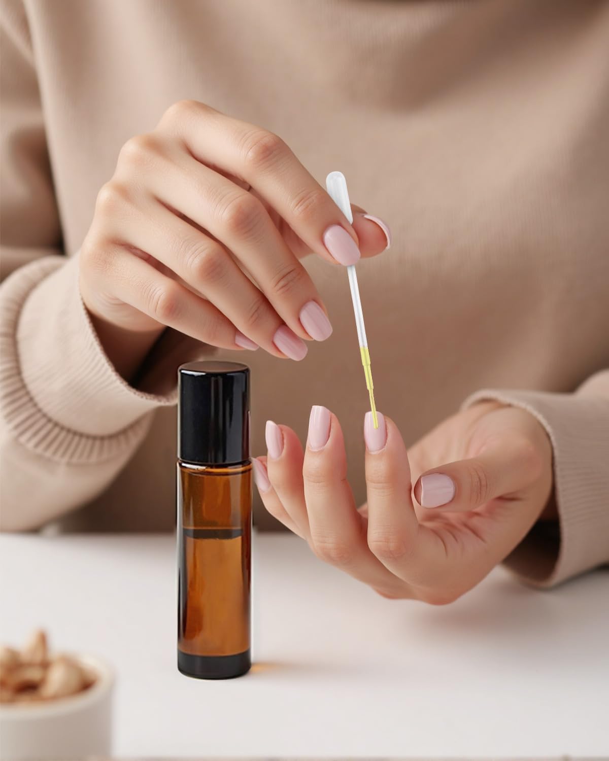 Worldgsb 4 Pack Essential Oil Roller Bottles, 10ml Refillable Amber Glass Roller Bottles with Stainless Steel Roller Balls and Caps for Travel, Perfume and Lip Gloss