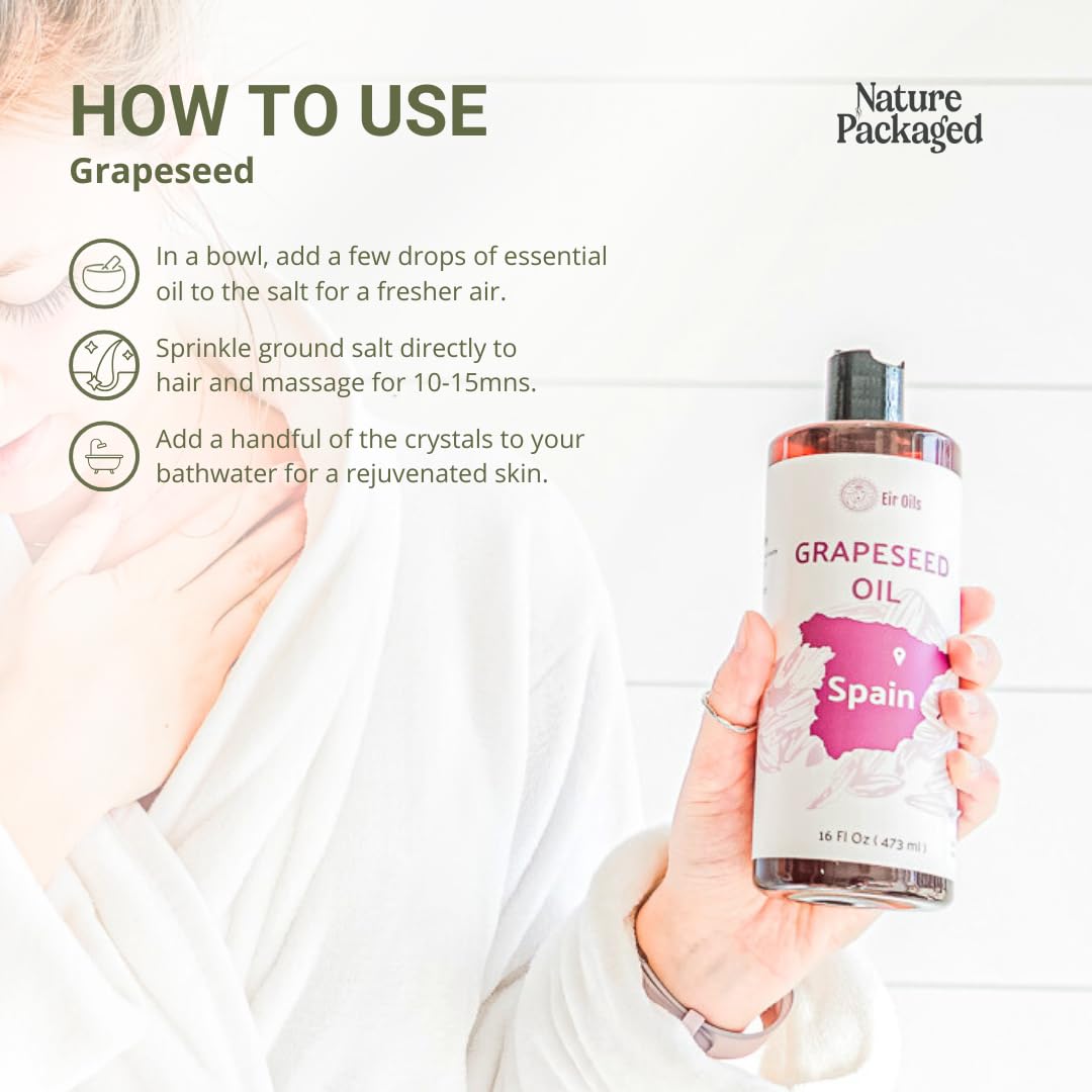 Grapeseed Oil - Pure Grapeseed oil for Skin - 100% Pure Carrier Oil for Hair, Face, and Skin - Direct from EIR Oils in the Beautiful Spanish Countryside (1 Gallon)