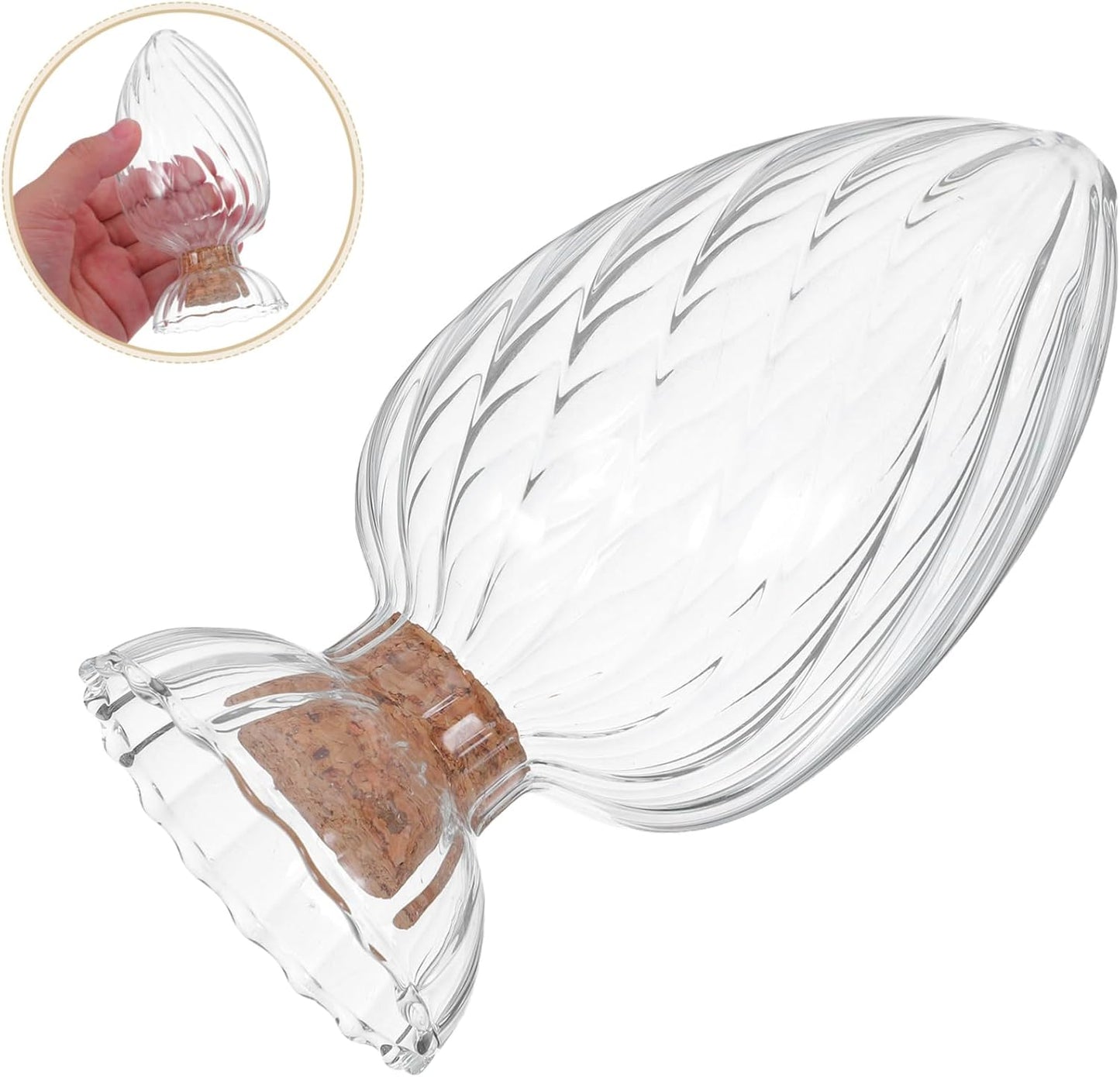 Cabilock Helix Shaped Match Holder Clear Glass Match Sticks Cloche Empty Upside Down Holder Jar for Dining Table Fireplace Bathroom Decoration