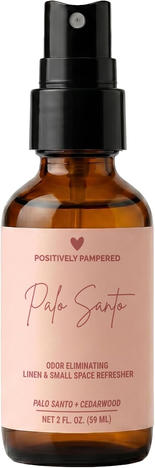 Palo Santo Luxury Small Space Air & Linen Freshener Spray - Palo Santo + Cedarwood - Artisan Blended Home Fragrance - Non Toxic Room Spray + Odor Eliminator - 2 oz Travel Size
