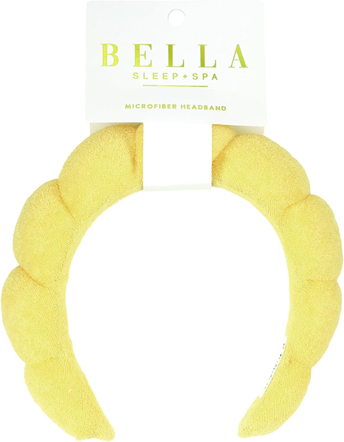 Bella Sleep + Spa Puffy Makeup Headband - Soft Microfiber Spa Headband for Washing Face - Padded Non-Slip Facial Skincare Hairband for Women & Teens, One Size, Yellow