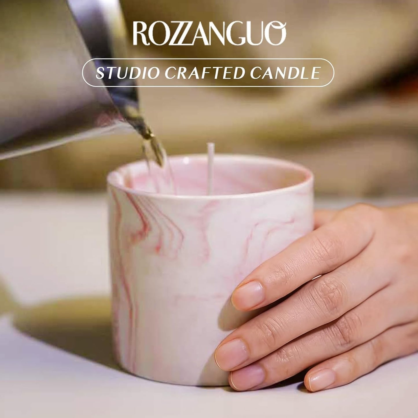 Luxury Marble Jar Scented Candle | Women Men | Non Toxic 100% Natural Coconut & Soy Wax Blend Cotton Wick | Hand Poured Highly Scented Long Lasting (Amber & Bergamot, 10 Ounces)