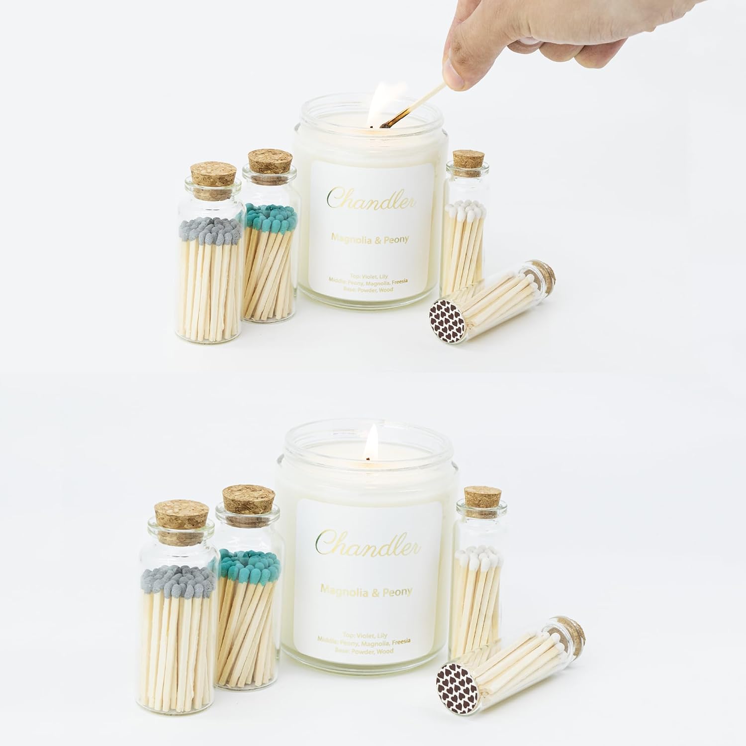 Chandler Studio 40+ Matchsticks Jar Safety Matches in Jar - Strike On Bottle Glass Jar 2" Inch Matchsticks (40 Matchsticks Jar, Red)