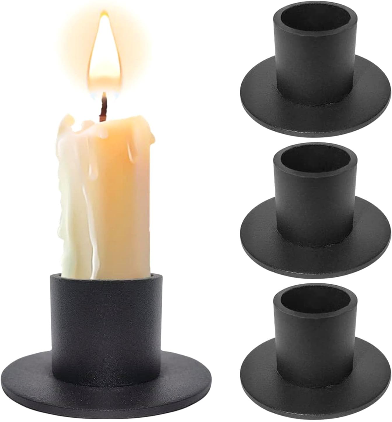 2 Pcs Black Iron Candle Holder for Taper Candles, Wedding, Dinning, Party Decoration (2)
