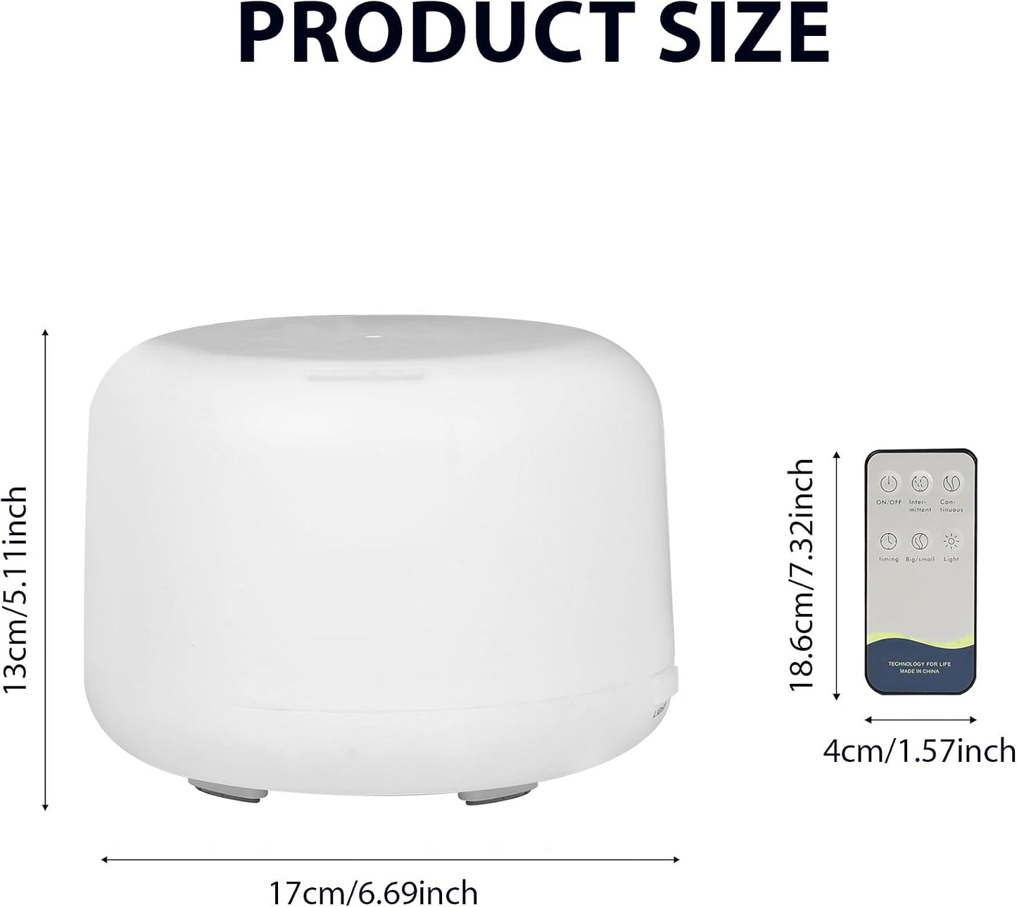 500ml Smart Ultrasonic Essential Oil Diffuser & Humidifier – Cool Mist, Auto Humidity Sensor, 7-Color LED Night Light, Remote Control, for Bedroom, Office