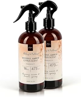 Abbey & Sullivan Linen Spray, Tranquility Warm Amber & Refreshing Citrus Odor Eliminating Scent, Pack of 2, 16 oz