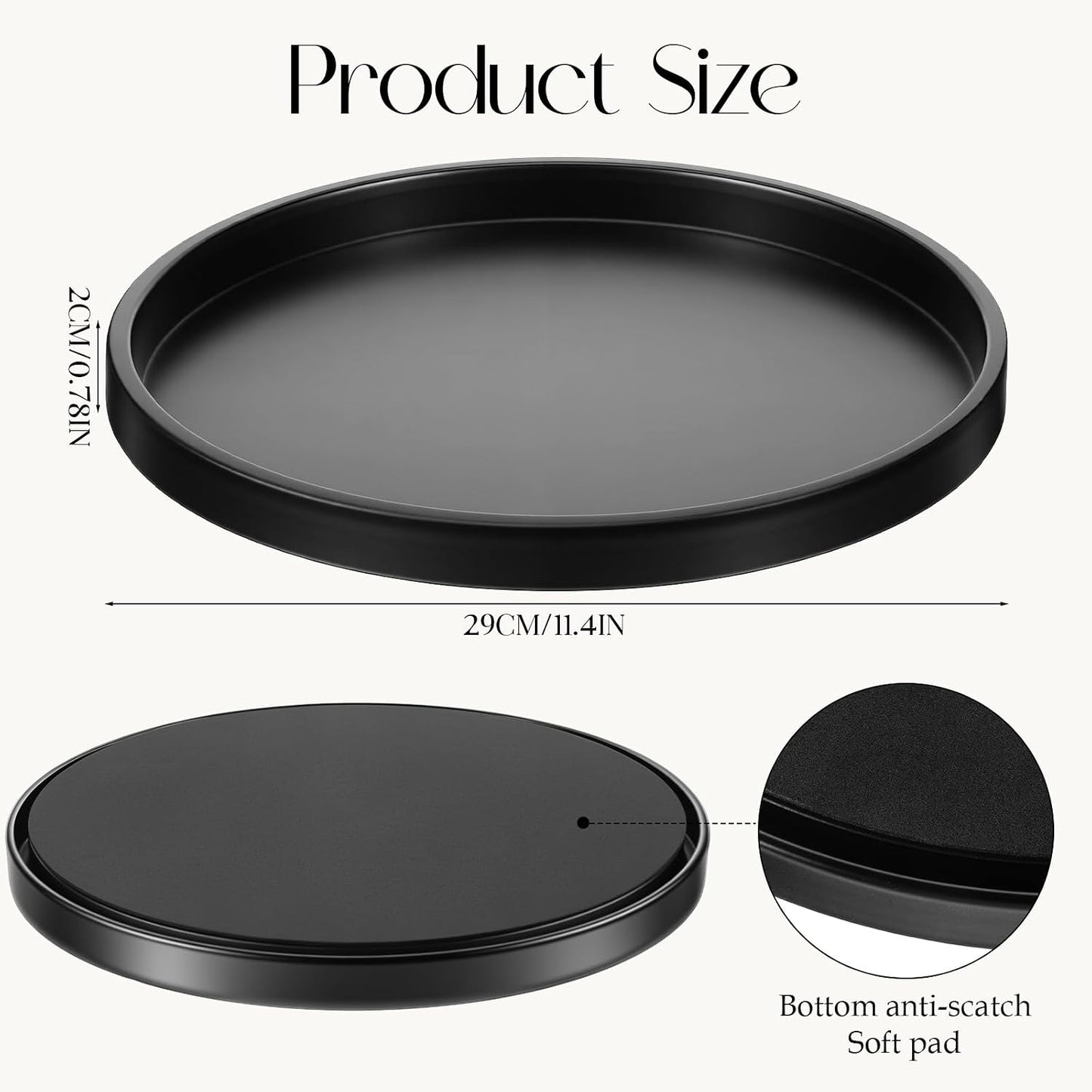 Round Black Metal Candlestick Tray, Round Decorative Tray, Candle Holder Trays for Wedding Table, Dinning Table Decorations Candle Holder Plate Black Rounds Decorative Serving Tray(11.4 inches)