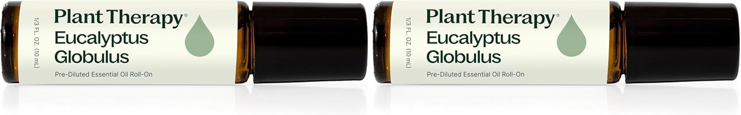 Plant Therapy Eucalyptus Pre-Diluted Essential Oil Roll-On 10mL (1/3 oz), 100% Pure, for Clear Breathing, Aromatherapy and Topical Use (Pack of 2)