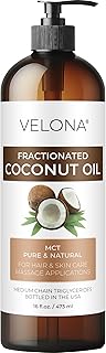 velona MCT Coconut Oil - 16 Fl Oz | 100% Pure and Natural Carrier Oil | Fractionated | Skin, Face, Body, Hair Care | Use Today - Enjoy Results