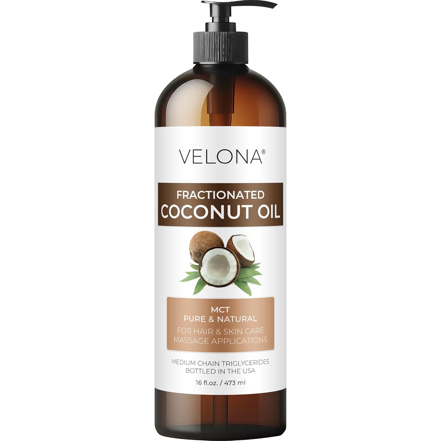 velona MCT Coconut Oil - 16 Fl Oz | 100% Pure and Natural Carrier Oil | Fractionated | Skin, Face, Body, Hair Care | Use Today - Enjoy Results
