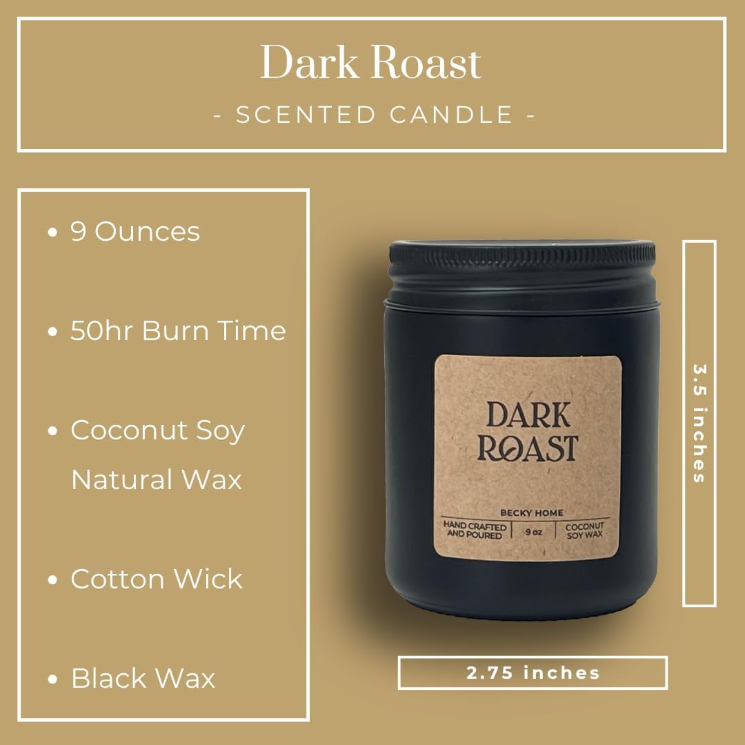 9oz Scented Candle for Men, Coffee Scented, Men Scented Candle, Long Lasting Masculine Scents, Natural Coconut Jar Candle for Home, Bachelor Pad Decor, The Perfect Mens Gift