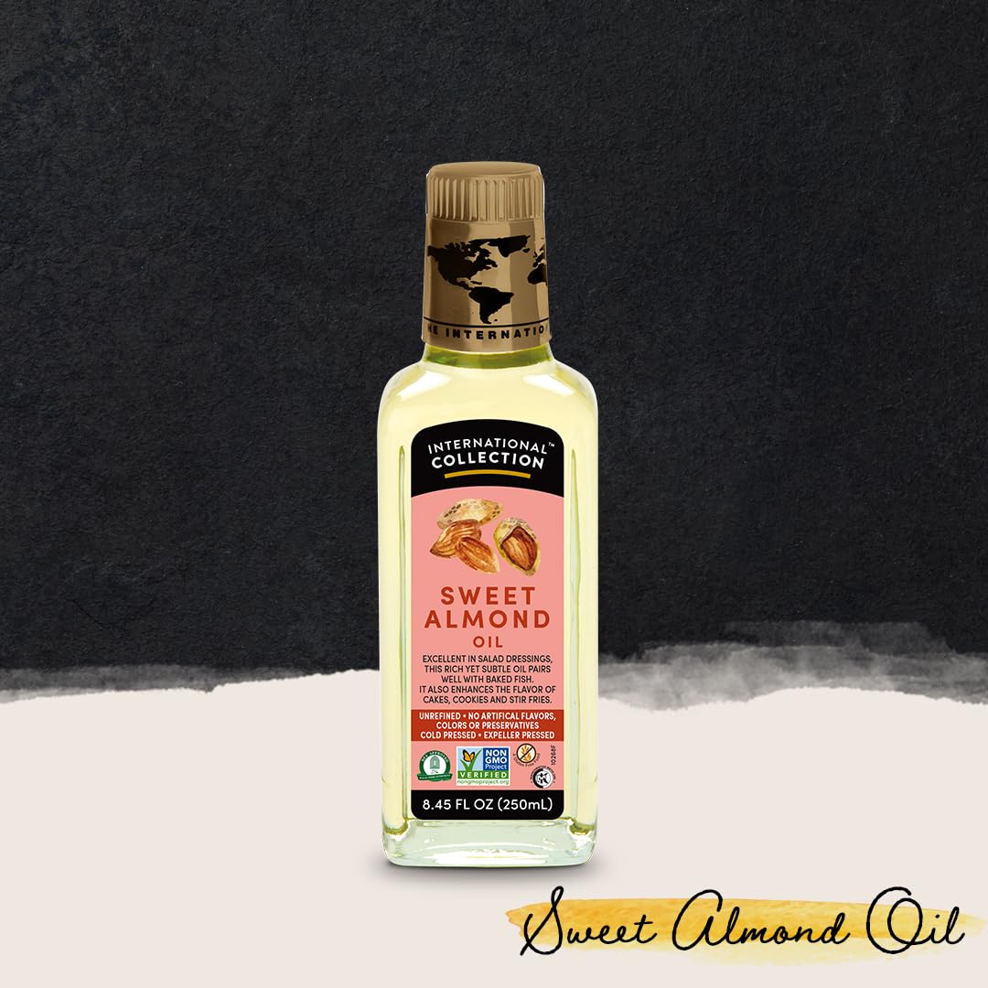 International Collection Sweet Almond Oil, 8.45 fl oz (Pack of 1) | Expertly Sourced, Quality Oils | NonGMO Project Certified, Gluten Free, Halal Approved