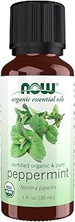 NOW Essential Oils, Organic Peppermint Oil, Invigorating Aromatherapy Scent, Steam Distilled, 100% Pure, Vegan, Child Resistant Cap, 1-Ounce