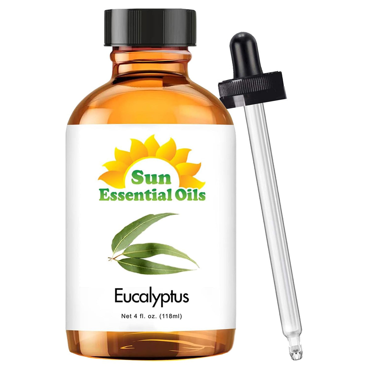 Sun Essentials Oils - 4 oz Eucalyptus Essential Oil with Dropper for Diffuser
