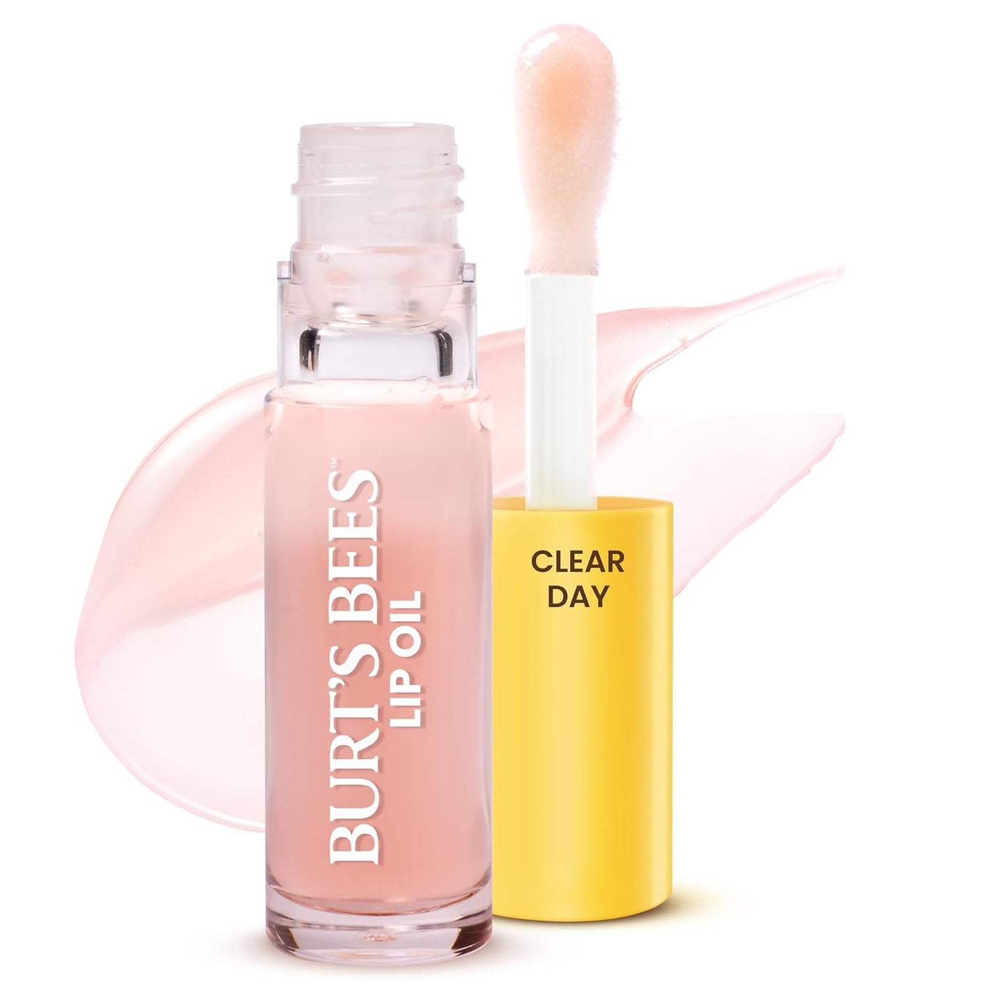 Burt's Bees Lip Oil Clear Day, Instant Hydration, Nourishes and Softens Lips, Tint Free, High Shine Finish, Responsibly Sourced Jojoba Oil, Non Sticky, Wand Applicator, 0.15 Ounce