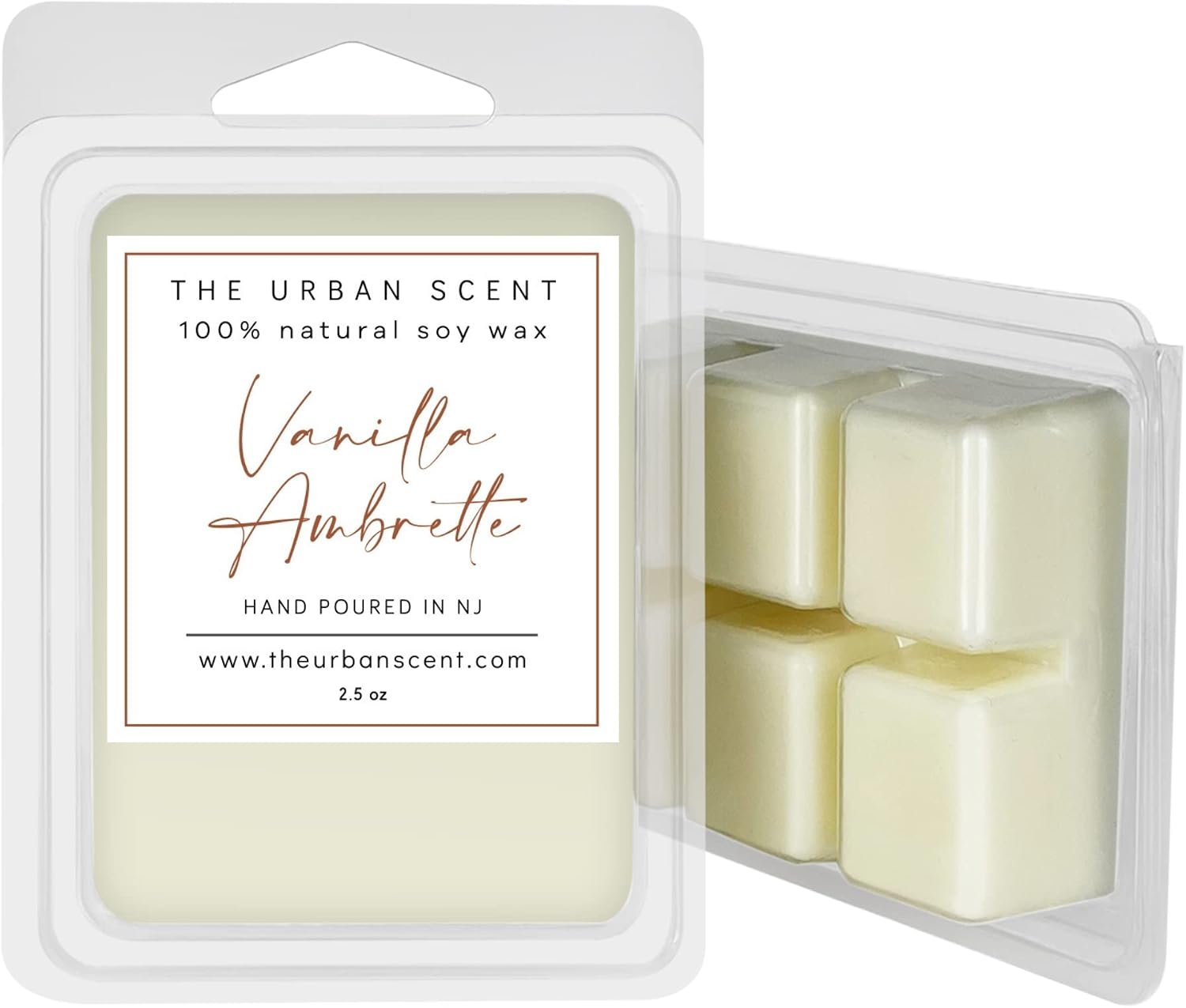 Vanilla Ambrette Wax Melts – Scented Soy Wax Melts, Spiced Vanilla & Soft Woods Home Fragrance, 6 Cube Clamshell, 2.5 oz