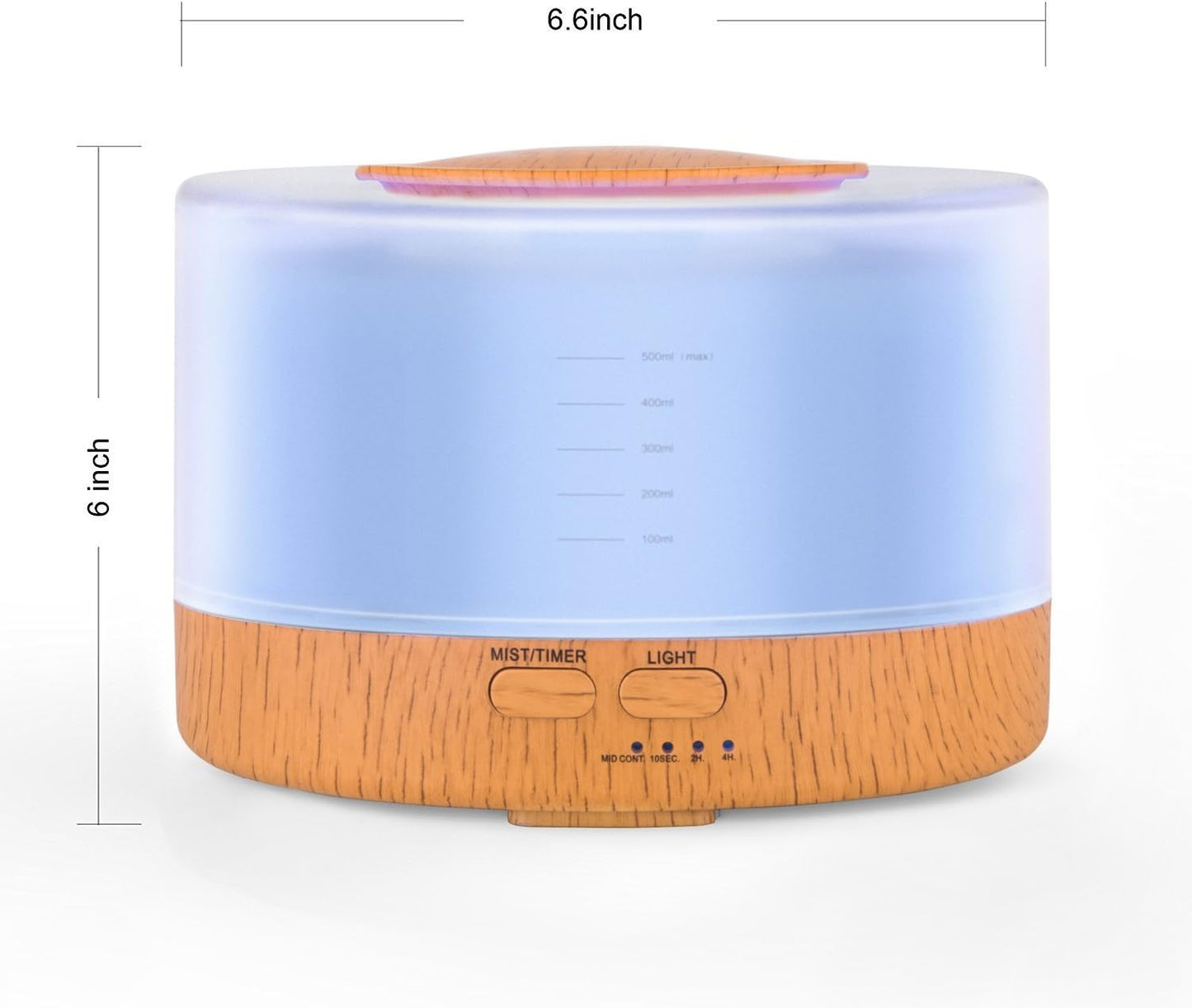 Remote Control Essential Oil Diffuser, 500ml Ultrasonic Aroma Cool Mist Humidifier with 7 Color Light Changing and 4 Timer Settings (Wood Grain)