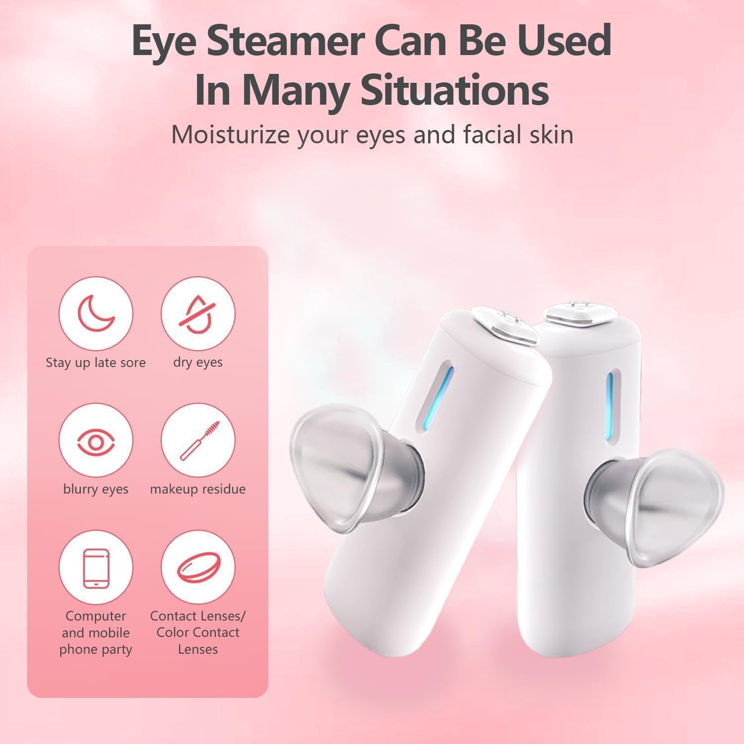 2-in-1 Nano Face & Eye Mister, USB Rechargeable Cool Mist Sprayer for Eyelash Extensions, Makeup Setting & Skin Hydration – Portable Handheld with Visual Water Tank-White