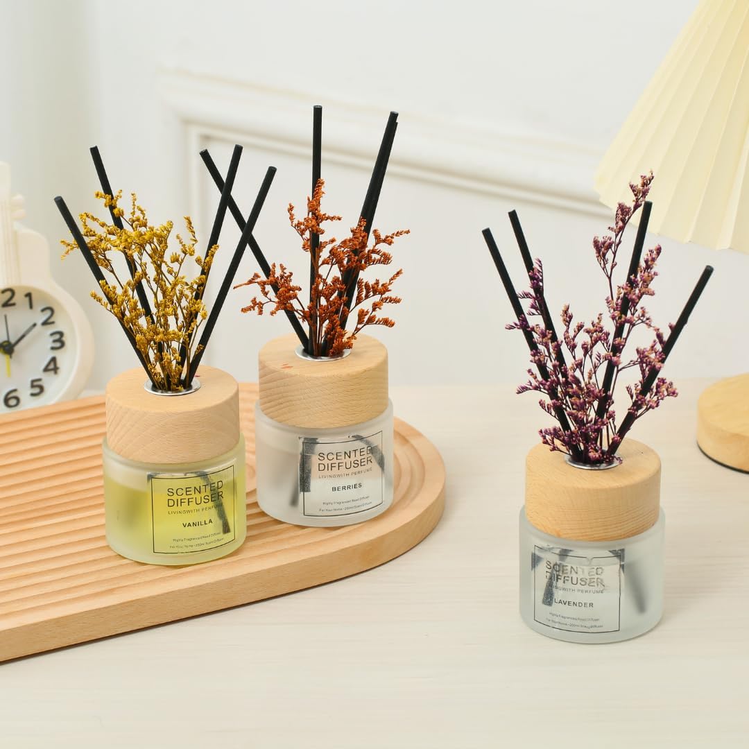 SINT Scented Reed Diffuser Set 120 ml with Reed Sticks, Home Fragrance Diffuser for Bathroom Bedroom Living Room Office, Long Lasting Aroma Oil Decor Gift for Housewarming and Relaxation, Berries
