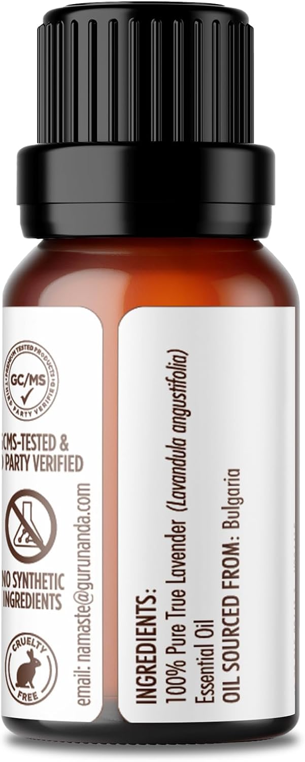 GuruNanda Lavender Essential Oil, 100% Pure, Natural & Undiluted Aromatherapy Oil for Diffusers, Massage & DIY Recipes, Aids in Feeling of Relaxation and Calmness (2X0.5 Fl Oz)