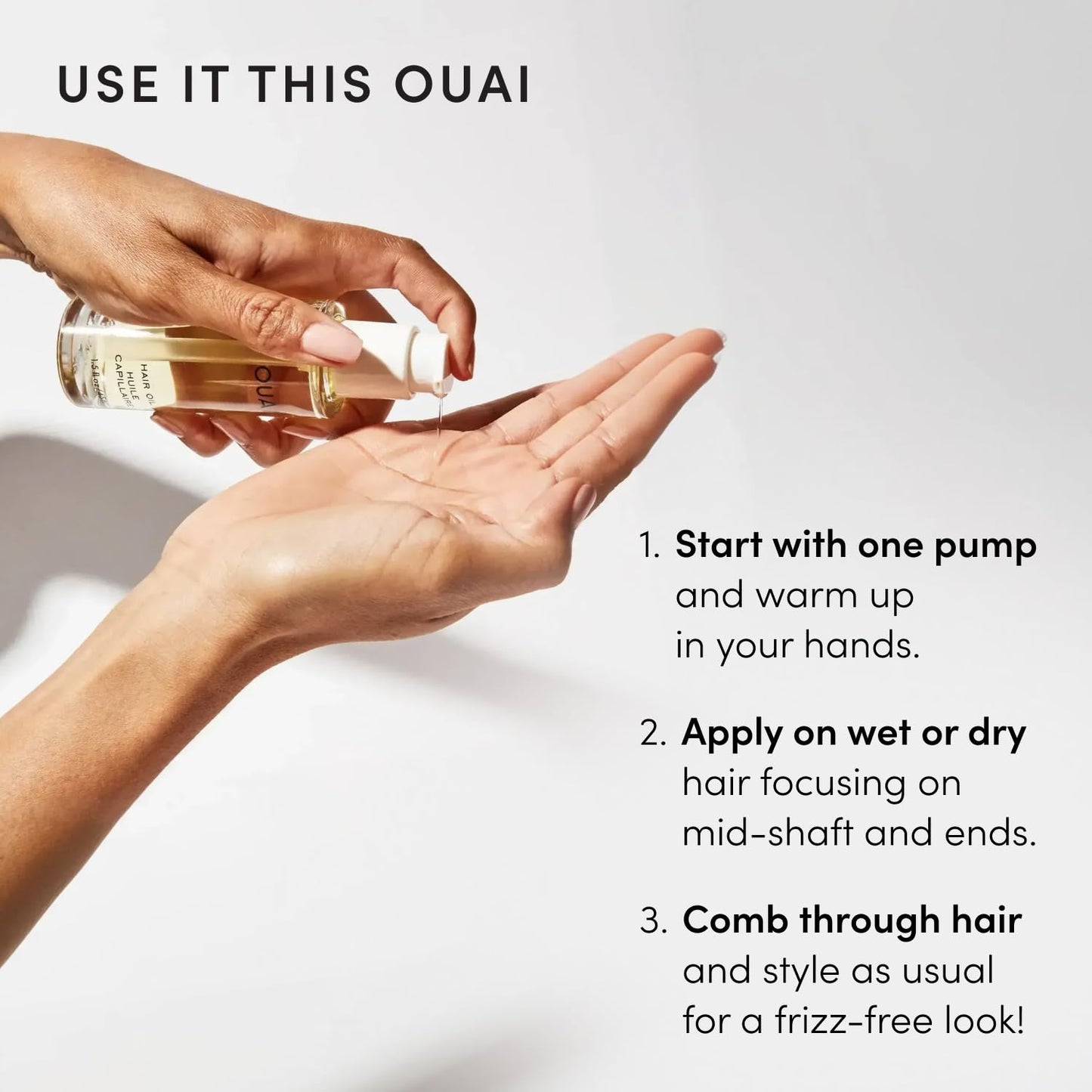 OUAI Hair Oil - Hair Heat Protectant Oil for Frizz Control - Adds Shine and Smooths Split Ends - Color Safe Formula - Paraben, Phthalate and Sulfate Free (1.5 fl oz)