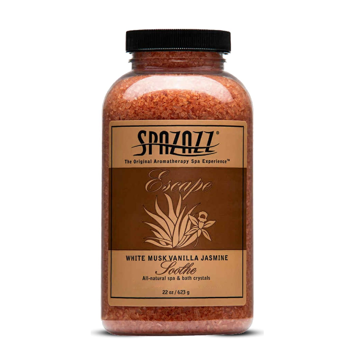 Spazzaz Escape Hot Tub & Spa Bath Salt Aromatherapy Crystals – 22oz White Musk Vanilla Jasmine Scented Bath Salts – Mineral Soaking Salts for Relaxing Bath Experience