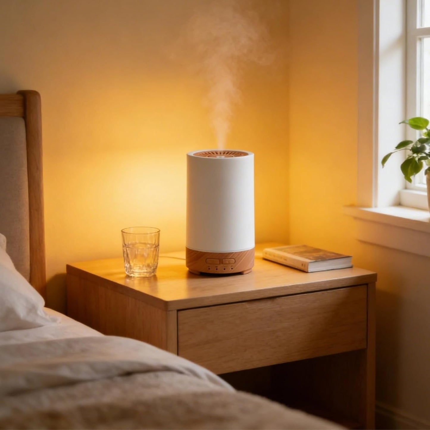 Wood Grain Essential Oil Diffuser, 5.07 Oz / 150 Ml Ultrasonic Humidifier, for Bedroom, Office, Home, with Quiet Operation, Adjustable Mist Modes, 7-Color Lights, Mini USB Diffuser