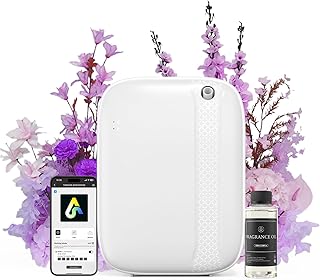 Essential Oil Diffuser, Waterless & Ultrasonic Aromatherapy Diffuser for Home, Office, Hotel, 13.5 OZ Capacity Up to 2500 Sq.Ft Coverage Room Scent Diffuser with App & Button Control(White)