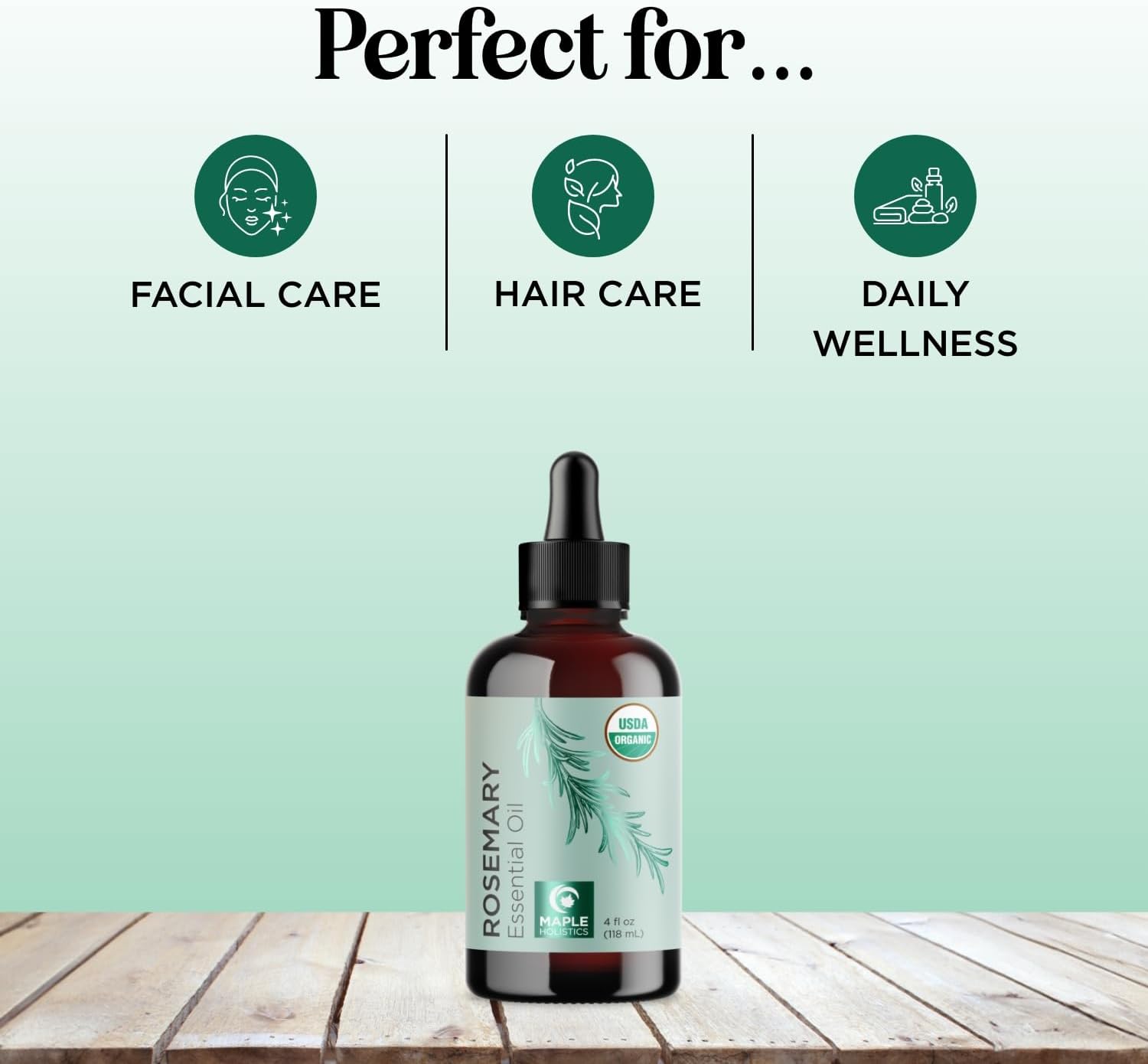 Certified Organic Rosemary Oil for Hair - Extra Large 100% Pure USDA Organic Rosemary Essential Oil for Hair Skin and Nails - Oil for Dry Scalp Treatment and Enhanced Volume and Shine