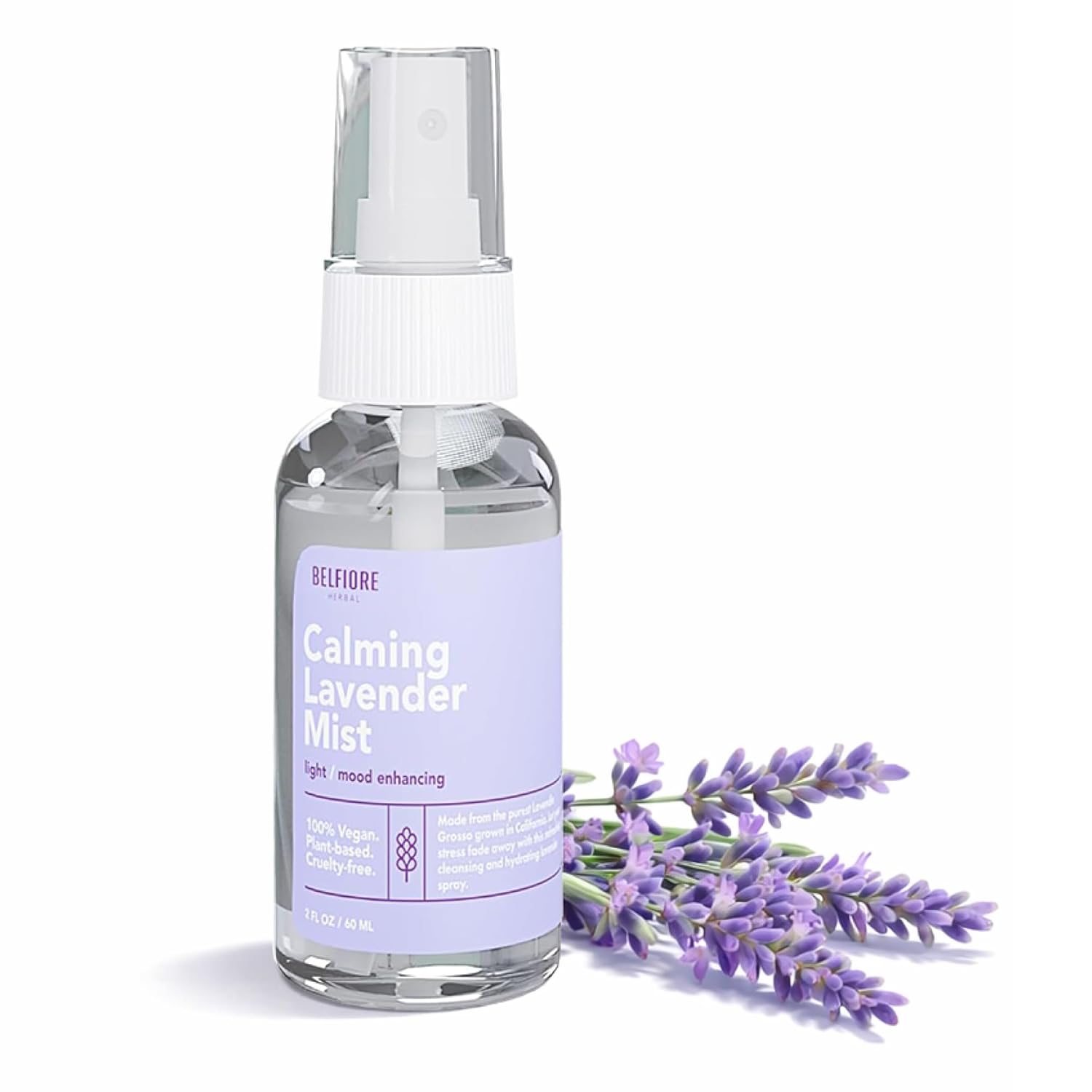 100% Natural Lavender Mist Spray, Organic Face Body Hair Hydrating Mister, Calming for Better Sleep, Vegan non-GMO, 2 ounce