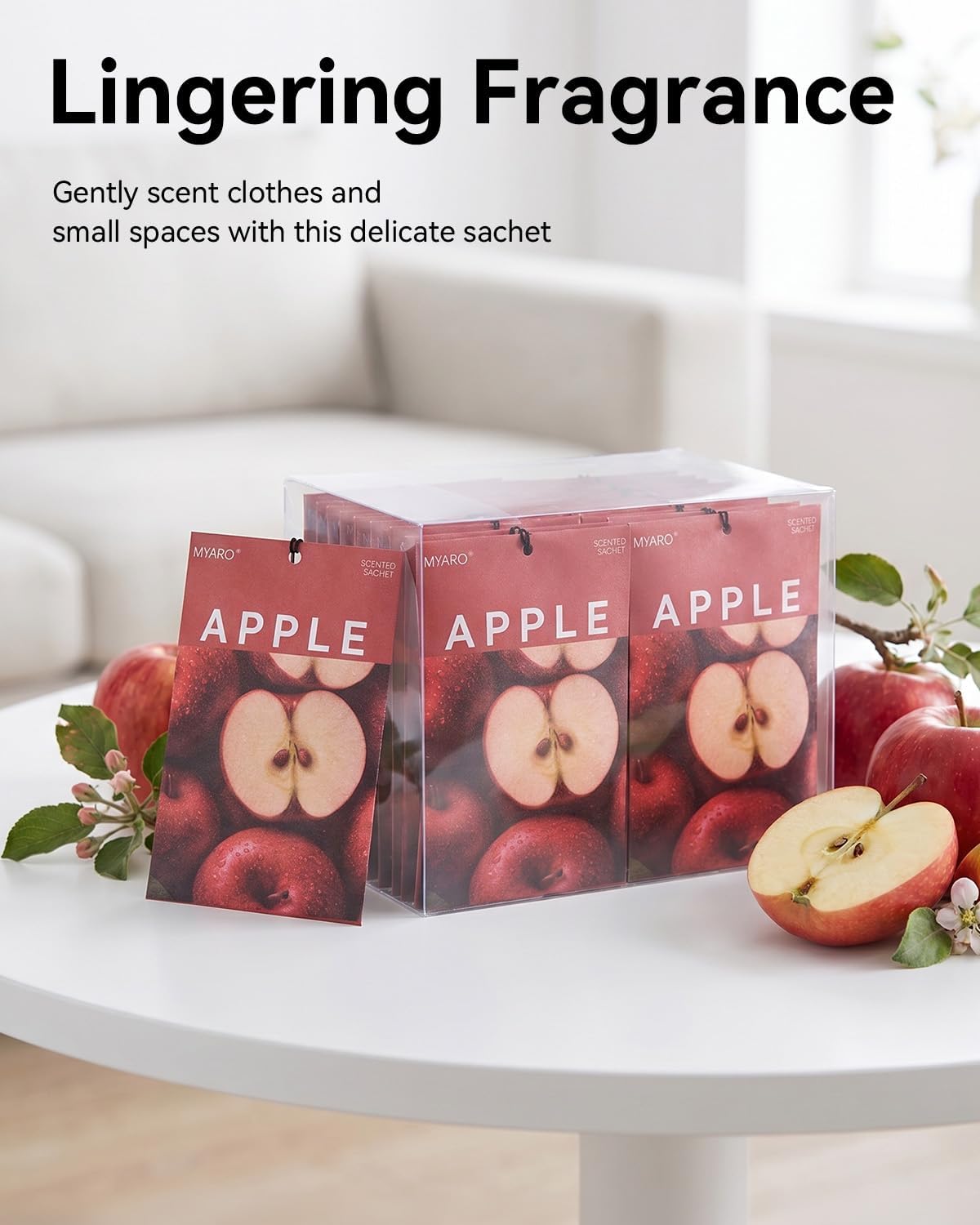 MYARO Red Apple Scented Sachets Air Freshener: Sweet Fruity Fragrance Hanging Bag for Home, Bedroom, Closet, Lingerie Drawer, Car, Apartment Dorm – Aroma Gift for Women & Teen Girls,20 Packs